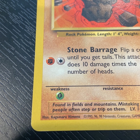 Geodude 47/62 Fossil Set Pokémon Card 1999 - Picture 3 of 8